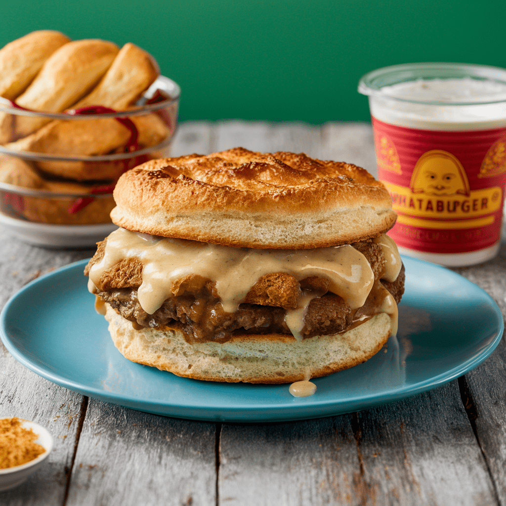 Jalapeno Cheddar Breakfast Biscuit Sandwich with Sausage Gravy